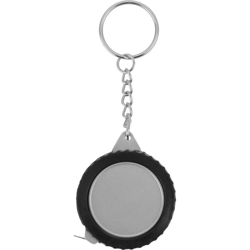 Брелок-рулетка "Шина", 1 м., черный/серебристый