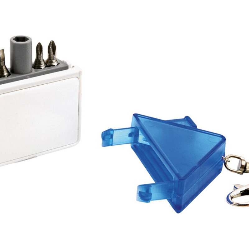 Набор отверток в виде домика с карабином, белый/синий