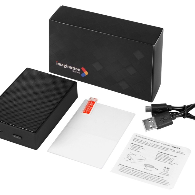 Портативная колонка Concept с полноцетной печатью, черный