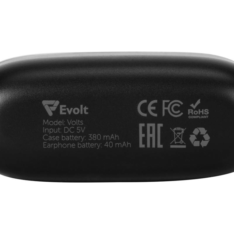Беспроводные наушники TWS в кейсе Volts. Evolt, черный, пластик Беспроводные наушники TWS в кейсе Volts. Evolt, черный, пластик