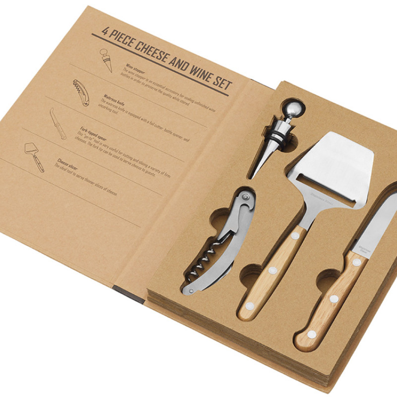 Подарочный набор для вина и сыра Reze из 4 предметов, натуральный