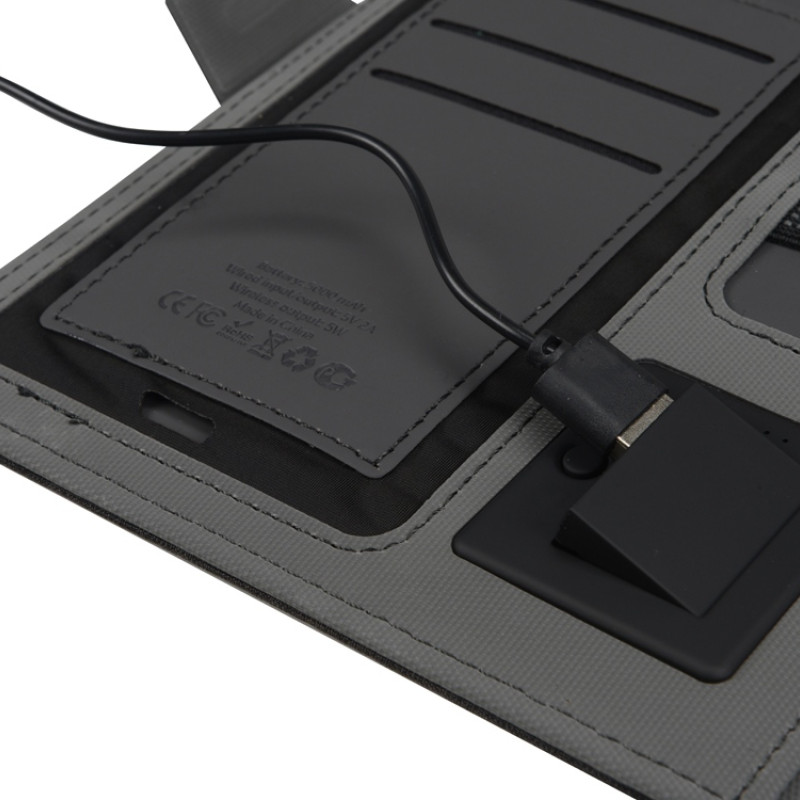 Органайзер с беспроводной зарядкой 5000 mAh "Powernote", светло-серый