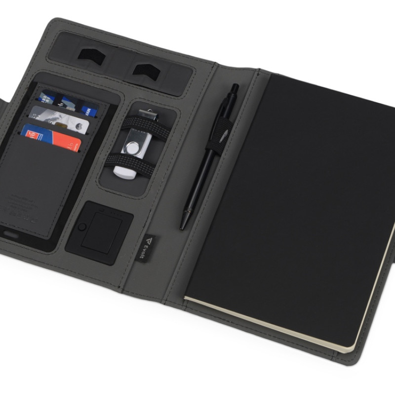 Органайзер с беспроводной зарядкой 5000 mAh "Powernote", темно-серый