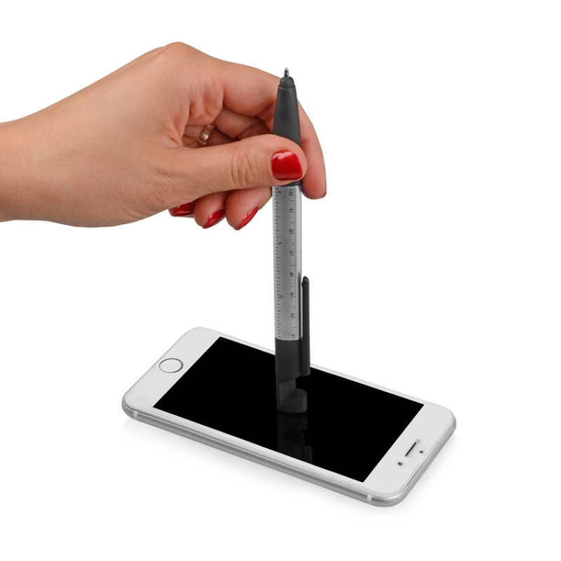 Ручка-стилус металлическая шариковая многофункциональная (6 функций) «Multy», серебристый