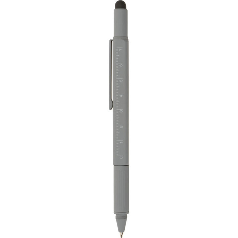 Ручка шариковая металлическая "Tool", серый. Встроенный уровень, мини отвертка, стилус