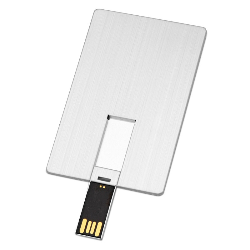 Флеш-карта USB 2.0 16 Gb в виде металлической карты "Card Metal", серебристый