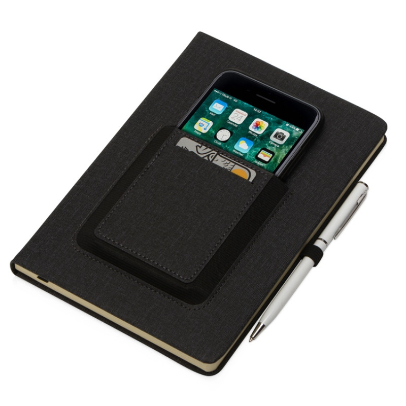 Блокнот "Pocket" 140*205 мм с карманом для телефона, черный