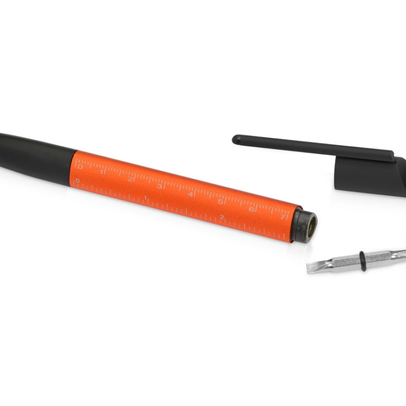 Ручка-стилус металлическая шариковая многофункциональная (6 функций) «Multy», оранжевый