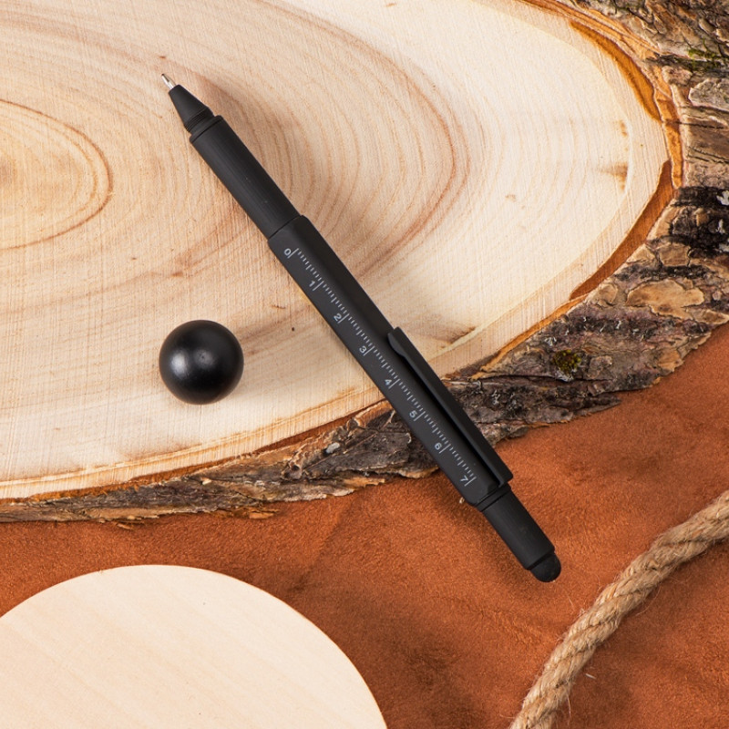 Ручка шариковая металлическая "Tool", серый. Встроенный уровень, мини отвертка, стилус