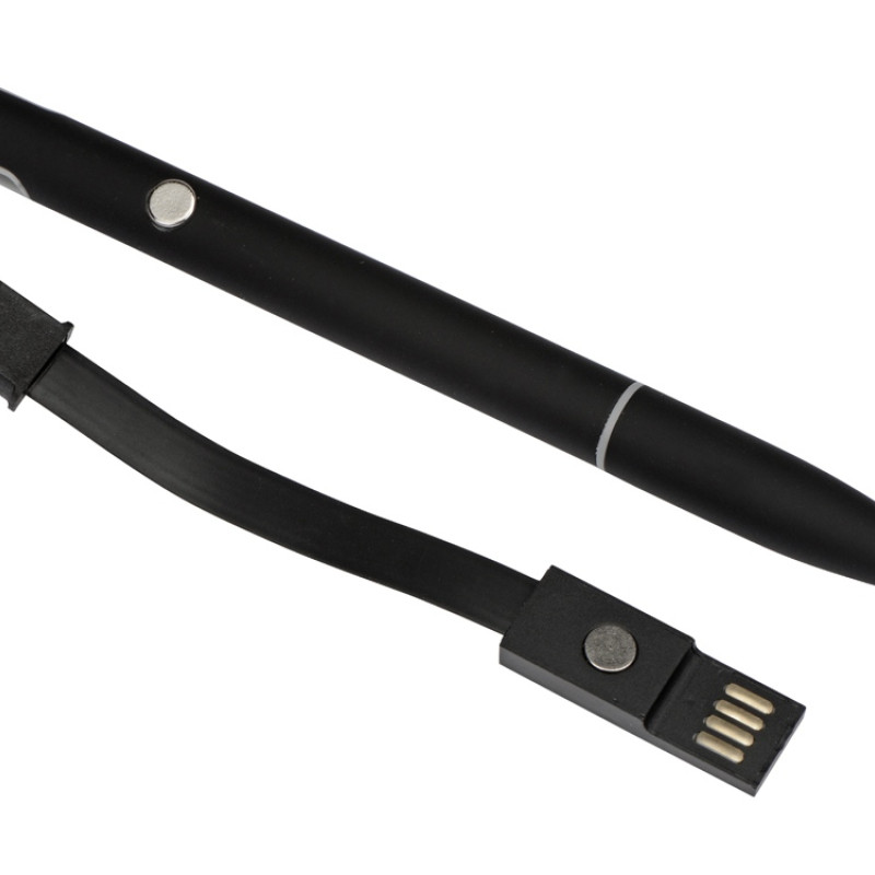 Ручка шариковая с кабелем USB, черный