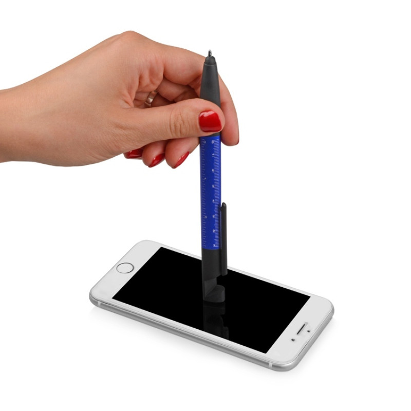 Ручка-стилус металлическая шариковая многофункциональная (6 функций) «Multy», синий