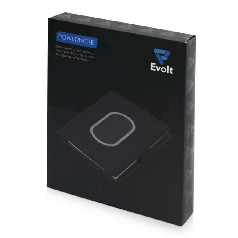 Органайзер с беспроводной зарядкой 5000 mAh "Powernote", темно-серый