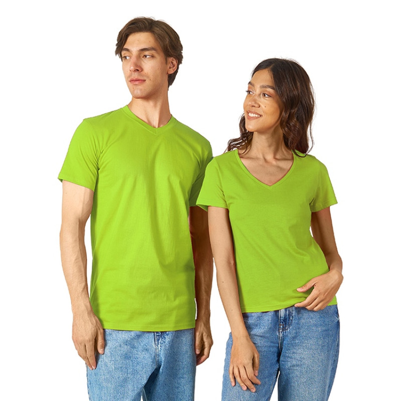 Футболка "Heavy Super Club" женская с V-образным вырезом, зеленое яблоко Футболка "Heavy Super Club" женская с V-образным вырезом, зеленое яблоко