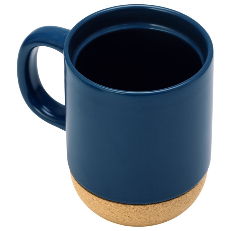 Кружка Denpasar с пробковым дном и крышкой, цветная с двух сторон, бензиновый синий