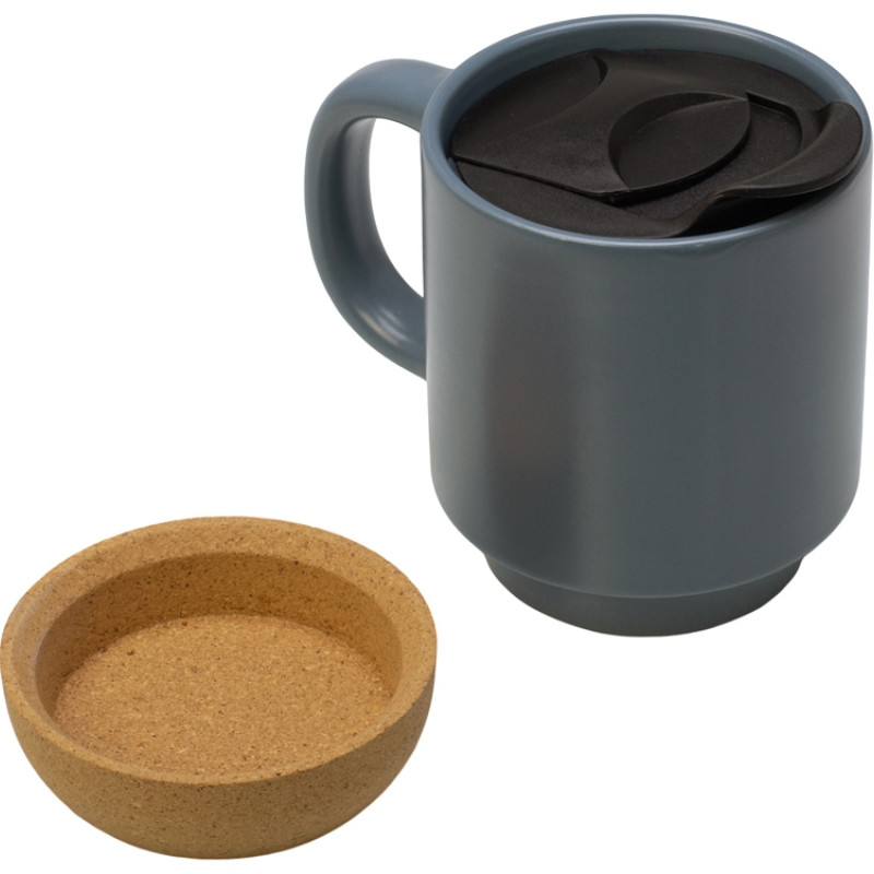 Кружка Denpasar с пробковым дном и крышкой, цветная с двух сторон, антрацит