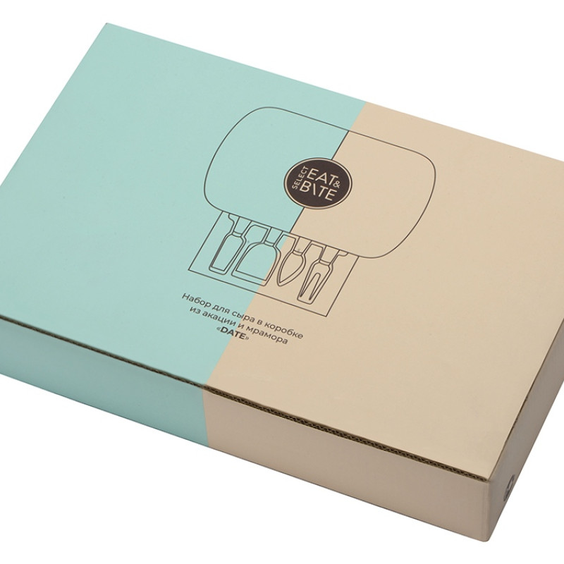 Набор для сыра в подарочной коробке из акации и мрамора "Date"