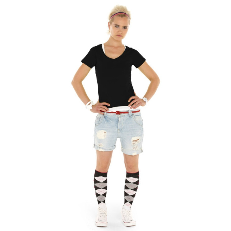 Футболка "Heavy Super Club" женская с V-образным вырезом, черный Футболка "Heavy Super Club" женская с V-образным вырезом, черный