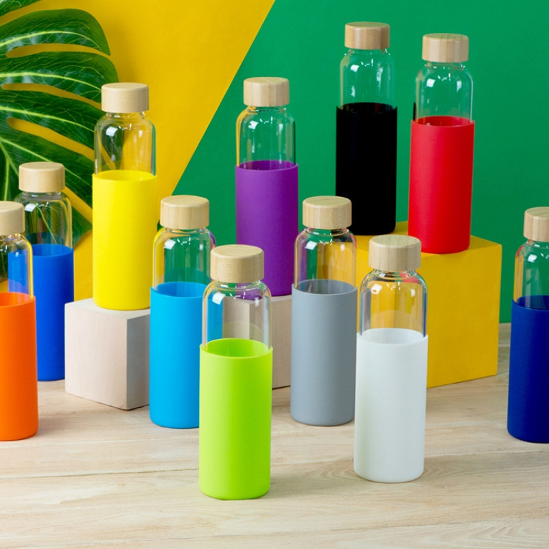 Бутылка для воды стеклянная "Refine", в чехле, 550 мл, фиолетовый