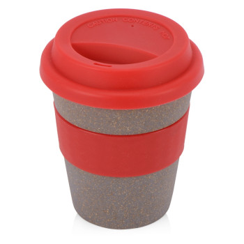 Стакан с силиконовой крышкой "Cafe", красный