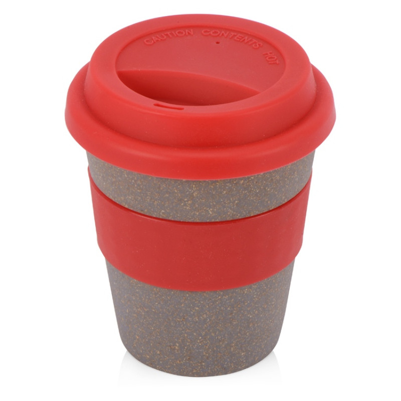 Стакан с силиконовой крышкой "Cafe", красный
