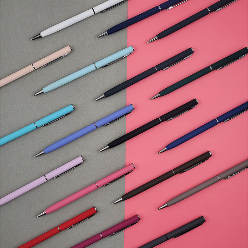 Ручка шариковая автоматическая BrunoVisconti® "PALERMO" цвет корпуса синий, soft-touch, 0.7 мм