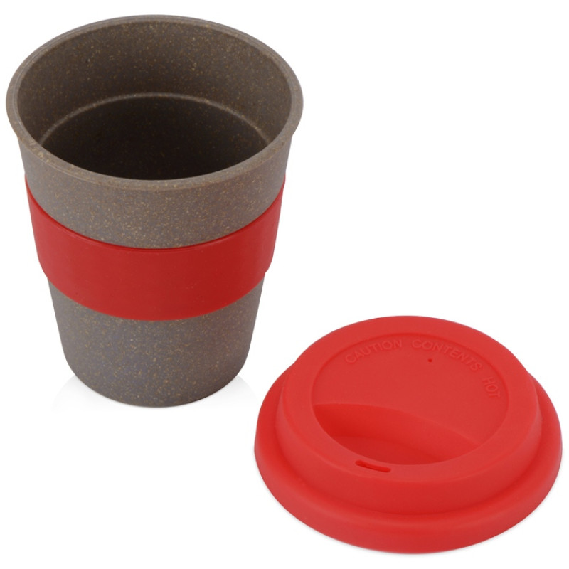 Стакан с силиконовой крышкой "Cafe", красный