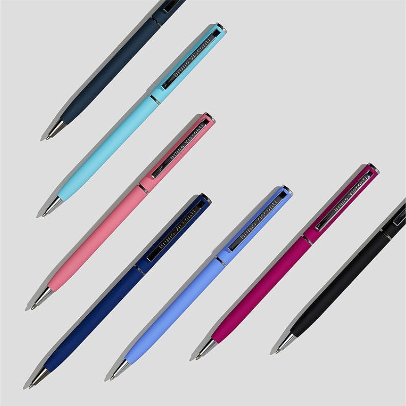 Ручка шариковая автоматическая BrunoVisconti® "PALERMO" цвет корпуса бордовый, soft-touch, 0.7 мм