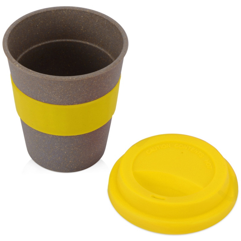 Стакан с силиконовой крышкой "Cafe", желтый