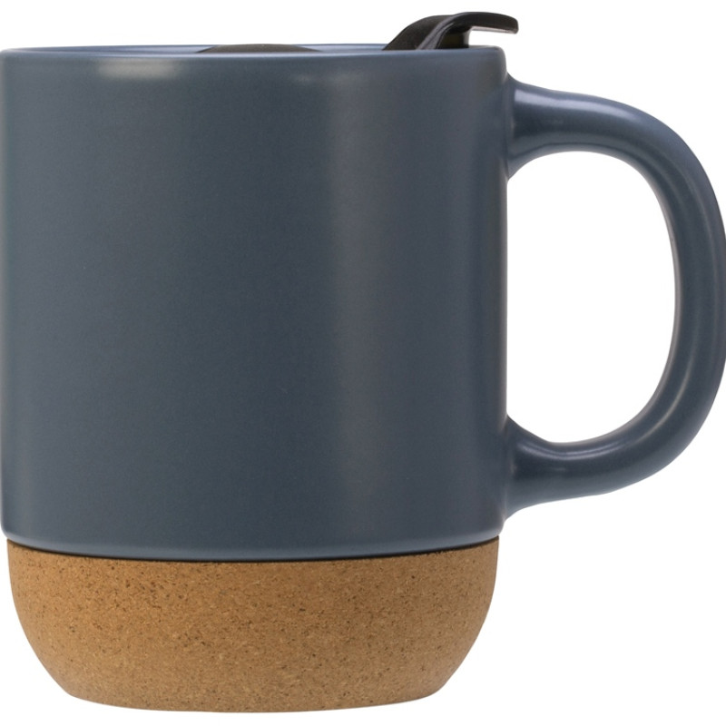 Кружка Denpasar с пробковым дном и крышкой, цветная с двух сторон, антрацит