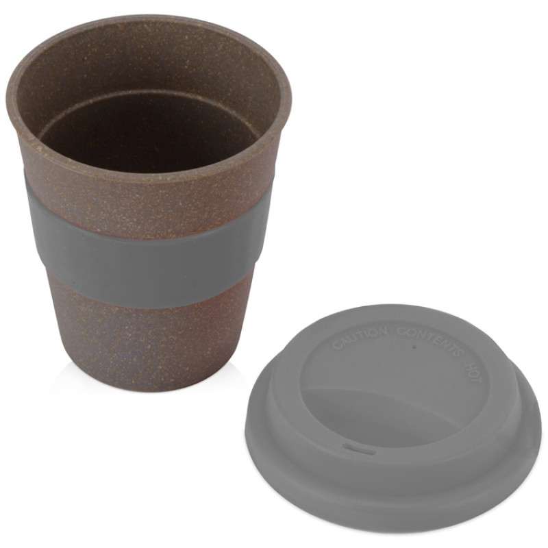 Стакан с силиконовой крышкой "Cafe", серый