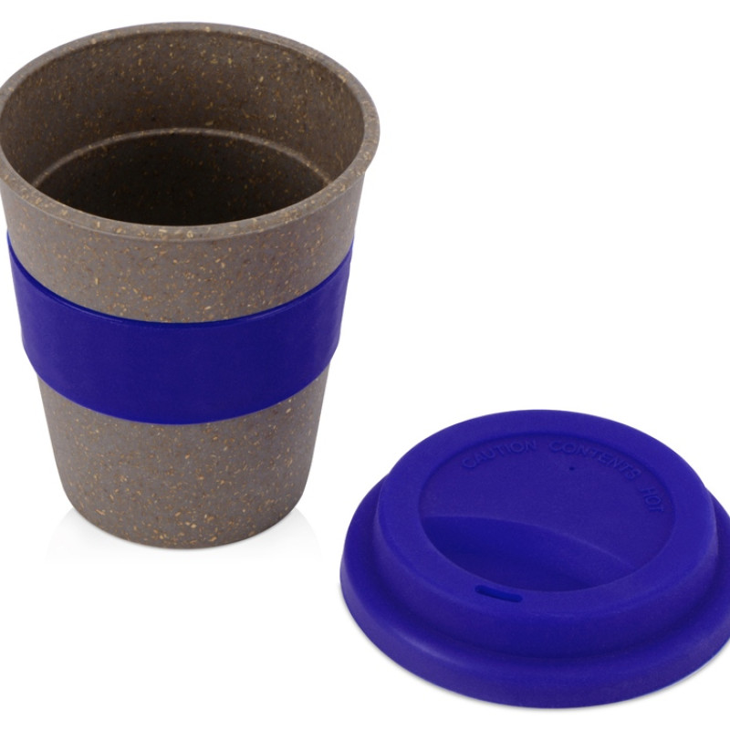 Стакан с силиконовой крышкой "Cafe", темно-синий