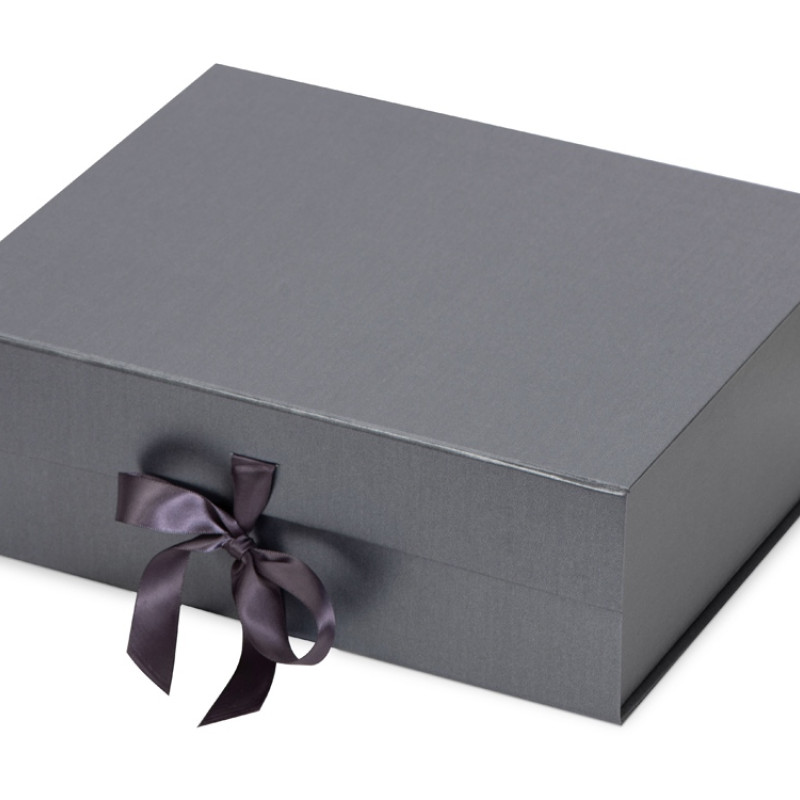 Коробка разборная на магнитах с лентами, графит