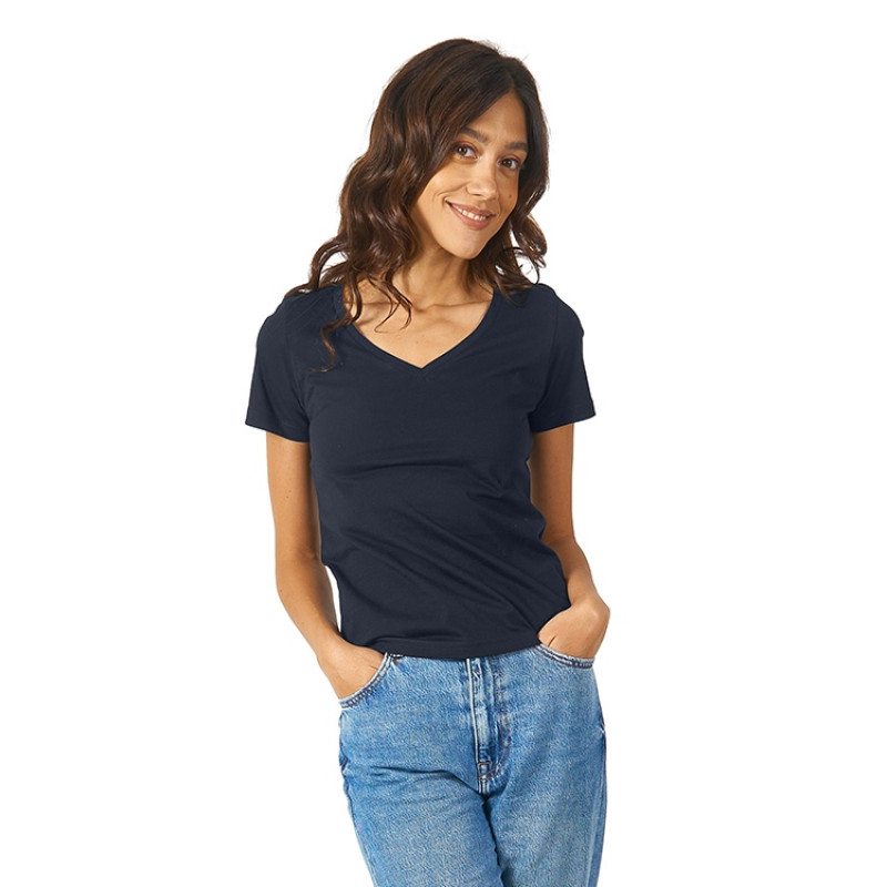 Футболка "Heavy Super Club" женская с V-образным вырезом, темно-синий