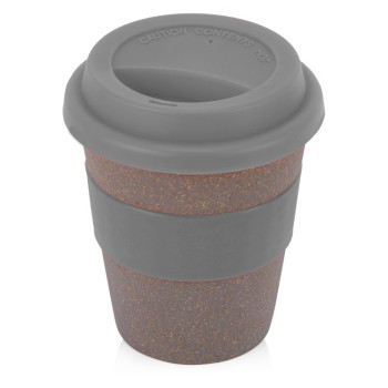 Стакан с силиконовой крышкой "Cafe", серый