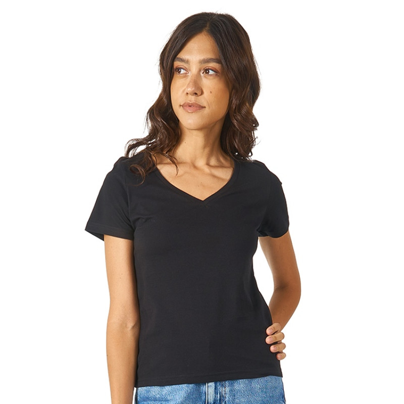 Футболка "Heavy Super Club" женская с V-образным вырезом, черный Футболка "Heavy Super Club" женская с V-образным вырезом, черный