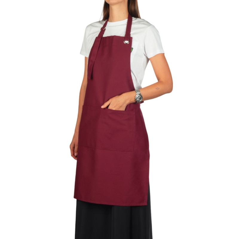 Хлопковый фартук Delight с карманом и регулируемыми завязками, бургунди