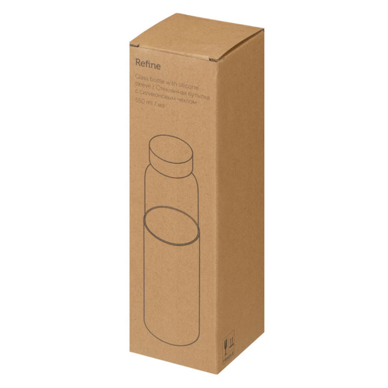 Бутылка для воды стеклянная "Refine", в чехле, 550 мл, синий
