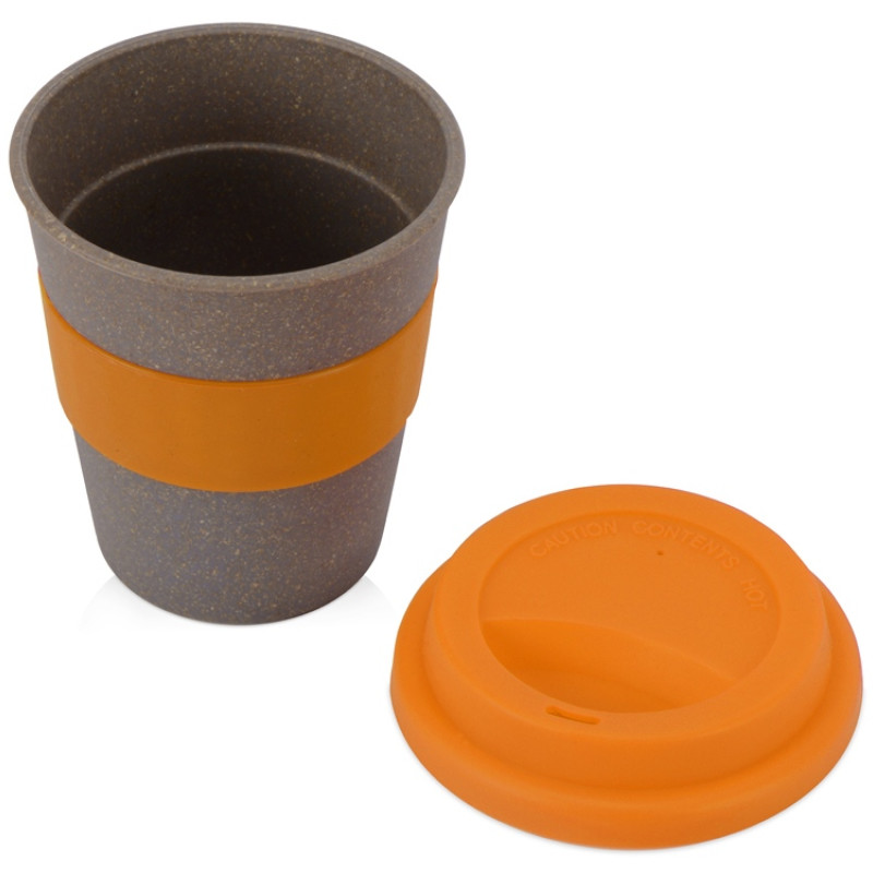 Стакан с силиконовой крышкой "Cafe", оранжевый