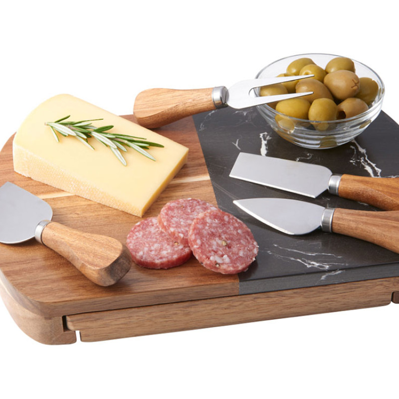 Набор для сыра в подарочной коробке из акации и мрамора "Date"