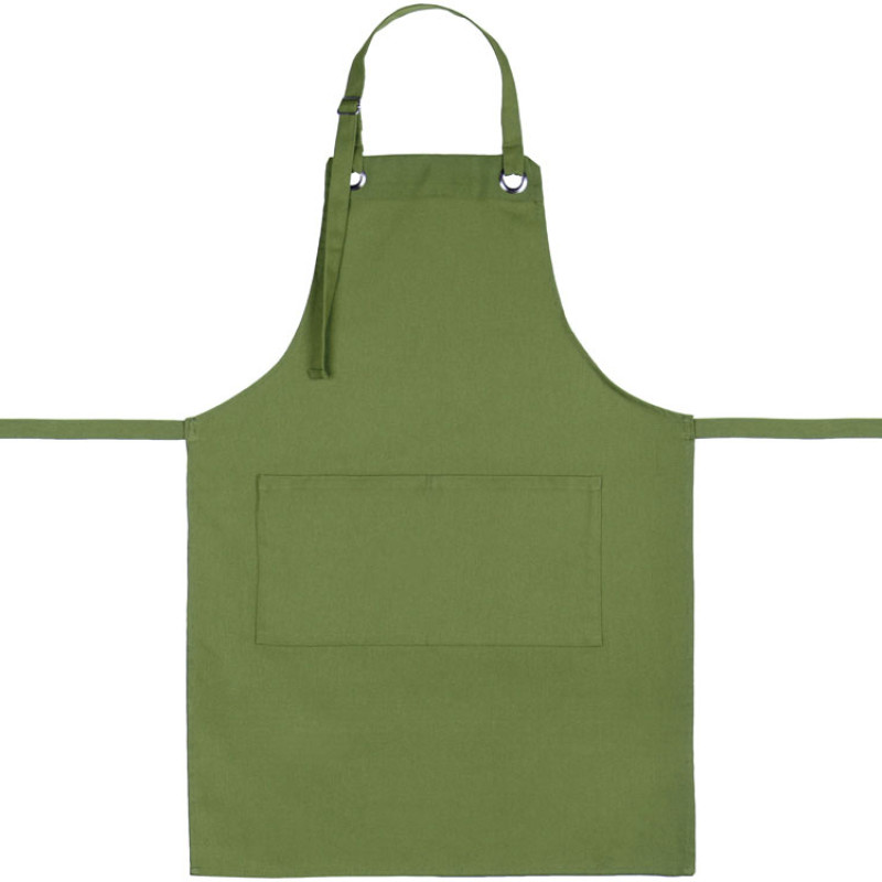 Хлопковый фартук Delight с карманом и регулируемыми завязками, хаки