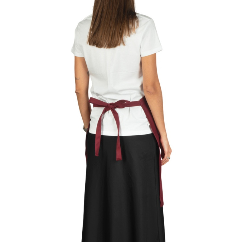 Хлопковый фартук Delight с карманом и регулируемыми завязками, бургунди