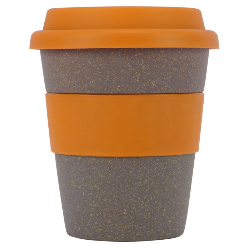 Стакан с силиконовой крышкой "Cafe", оранжевый
