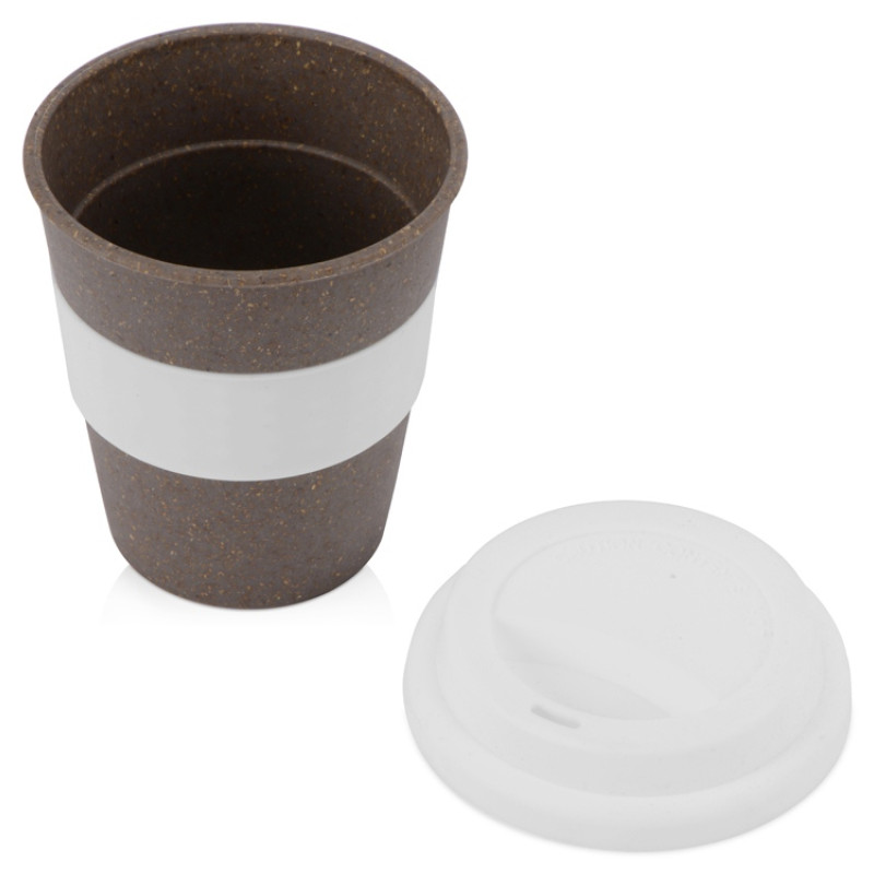 Стакан с силиконовой крышкой "Cafe", белый