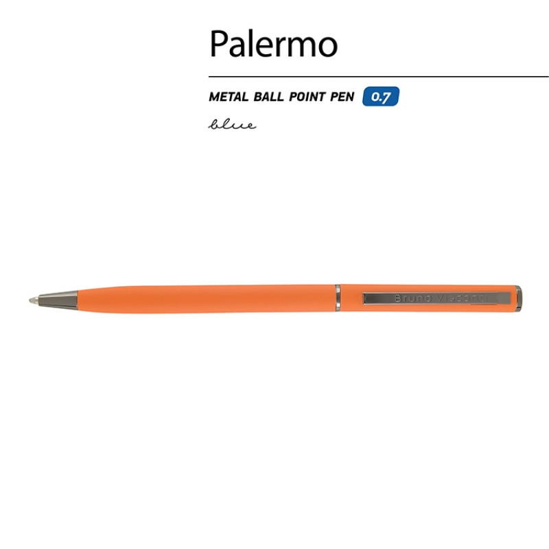 Ручка шариковая автоматическая BrunoVisconti® "PALERMO" цвет корпуса оранжевый, soft-touch, 0.7 мм
