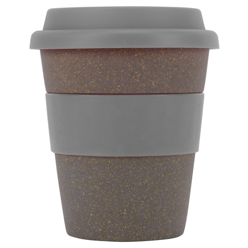 Стакан с силиконовой крышкой "Cafe", серый