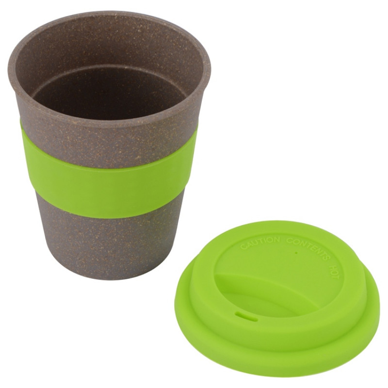 Стакан с силиконовой крышкой "Cafe", зеленое яблоко