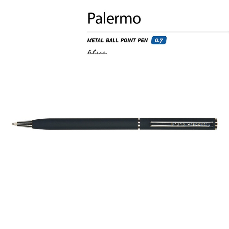Ручка шариковая автоматическая BrunoVisconti® "PALERMO" цвет корпуса сине-черный, soft-touch, 0.7 мм