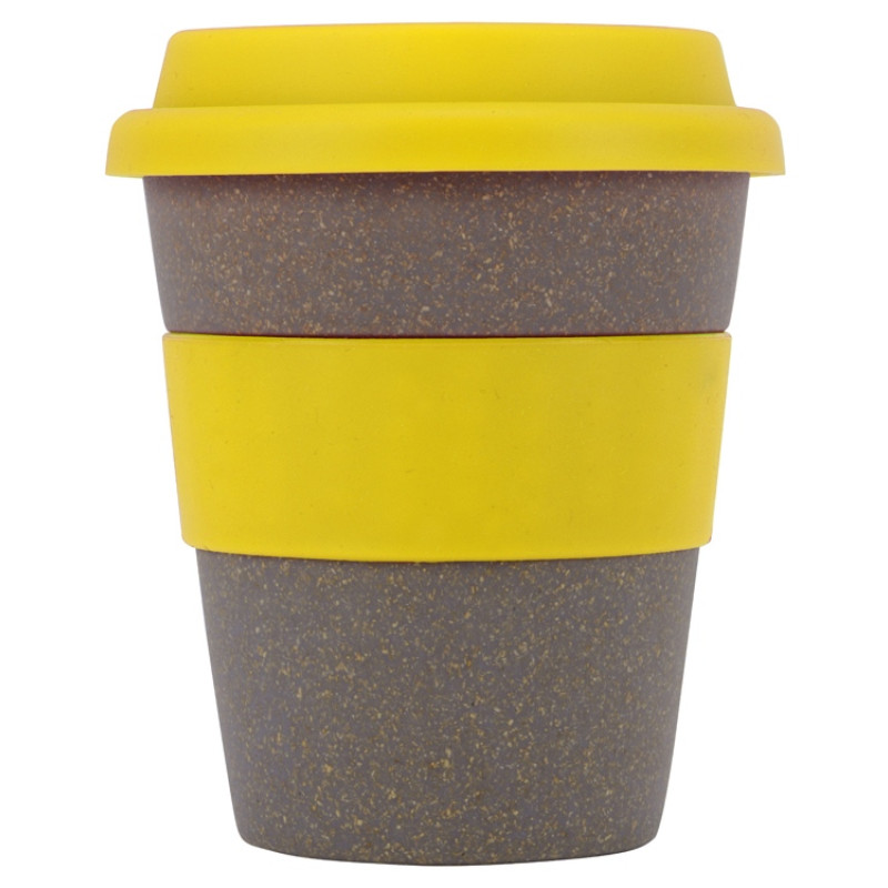 Стакан с силиконовой крышкой "Cafe", желтый