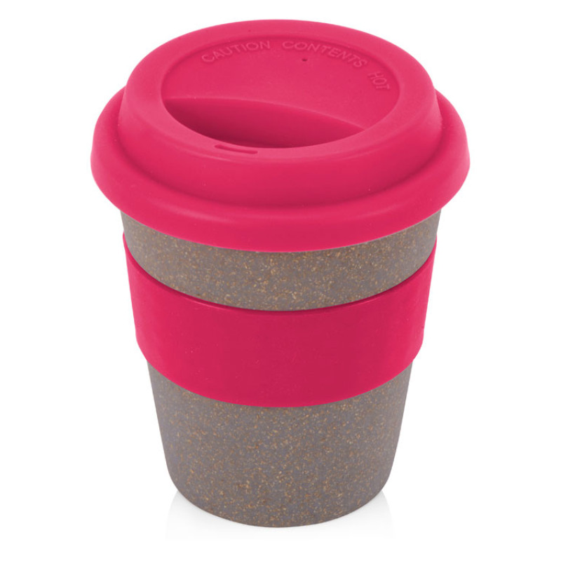 Стакан с силиконовой крышкой "Cafe", розовый