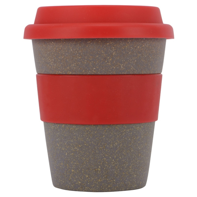 Стакан с силиконовой крышкой "Cafe", красный